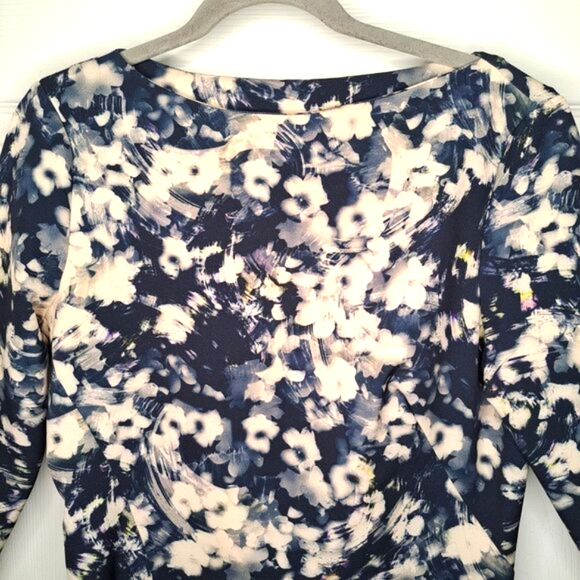 Zara Neutral Floral Print Boat Neck Midi Dress Size Large - Picture 3 of 5